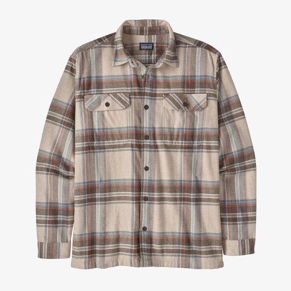 Men's Long Sleeved Organic Cotton Midweight Fjord Flannel-Nautilus-Tan
