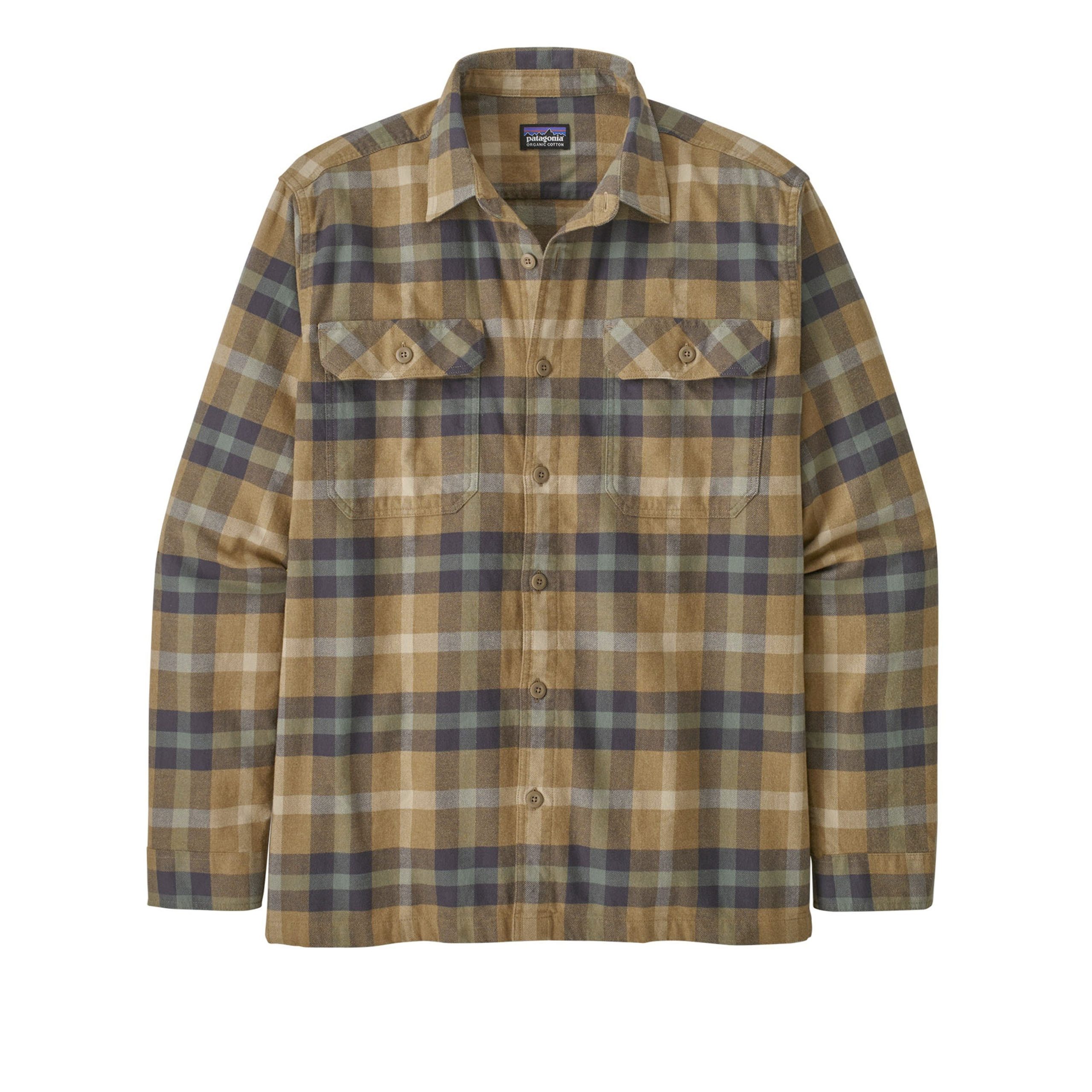 Men's Long Sleeved Organic Cotton Midweight Fjord Flannel- mojave-khaki